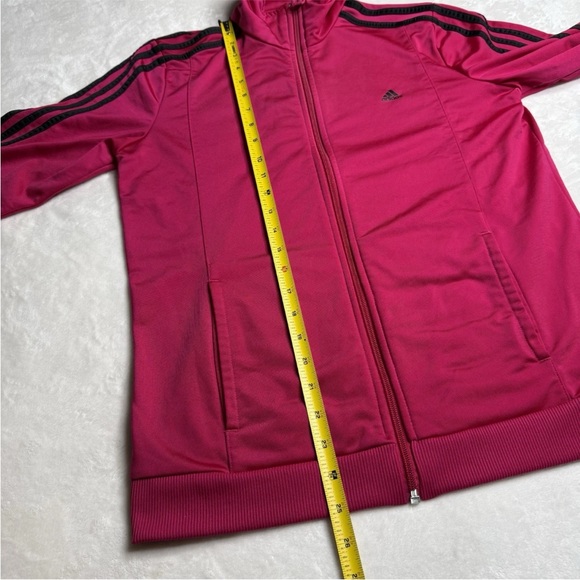 Adidas 3-Stripe Track Jacket Long Sleeve Full Zip Up Hot Pink Women Size Medium - Picture 3 of 6